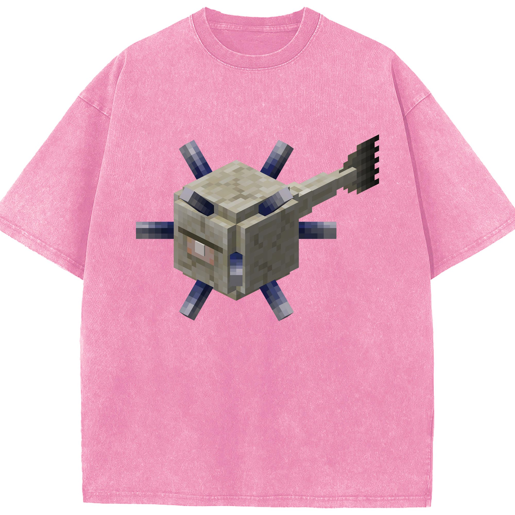 （画像用） マインクラフト ブロックの世界 Minecraft MC Block world 綿100% ヴィンテージ風 半袖Tシャツ（フロントプリント）